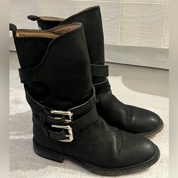 Dolce Gabbana D&G Calfskin Black Leather Boots Size 6 36 - Picture 2 of 6